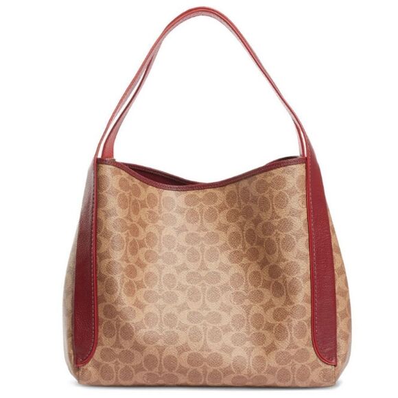 RETAIL Coach Hadley Hobo in Signature C with rare red apple trim - Picture 3 of 12